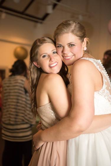 Hagley Fantail bride and maid hug